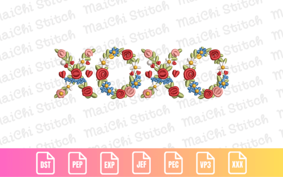 Floral XOXO: Romantic & Elegant Embroidery Design